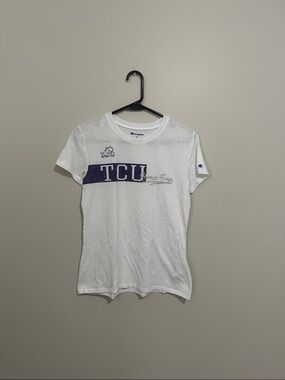 Champion White TCU Purple Graphic Tee